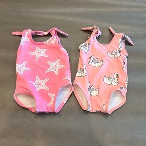 Monica + Andy tie swimsuit one piece bundle. Size 12-18 months